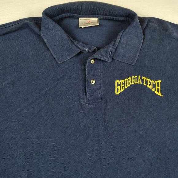 VTG Blue Georgia Tech Polo Shirt J Wesley Hanes Tag Embroidered Mens 2XL - Picture 3 of 8